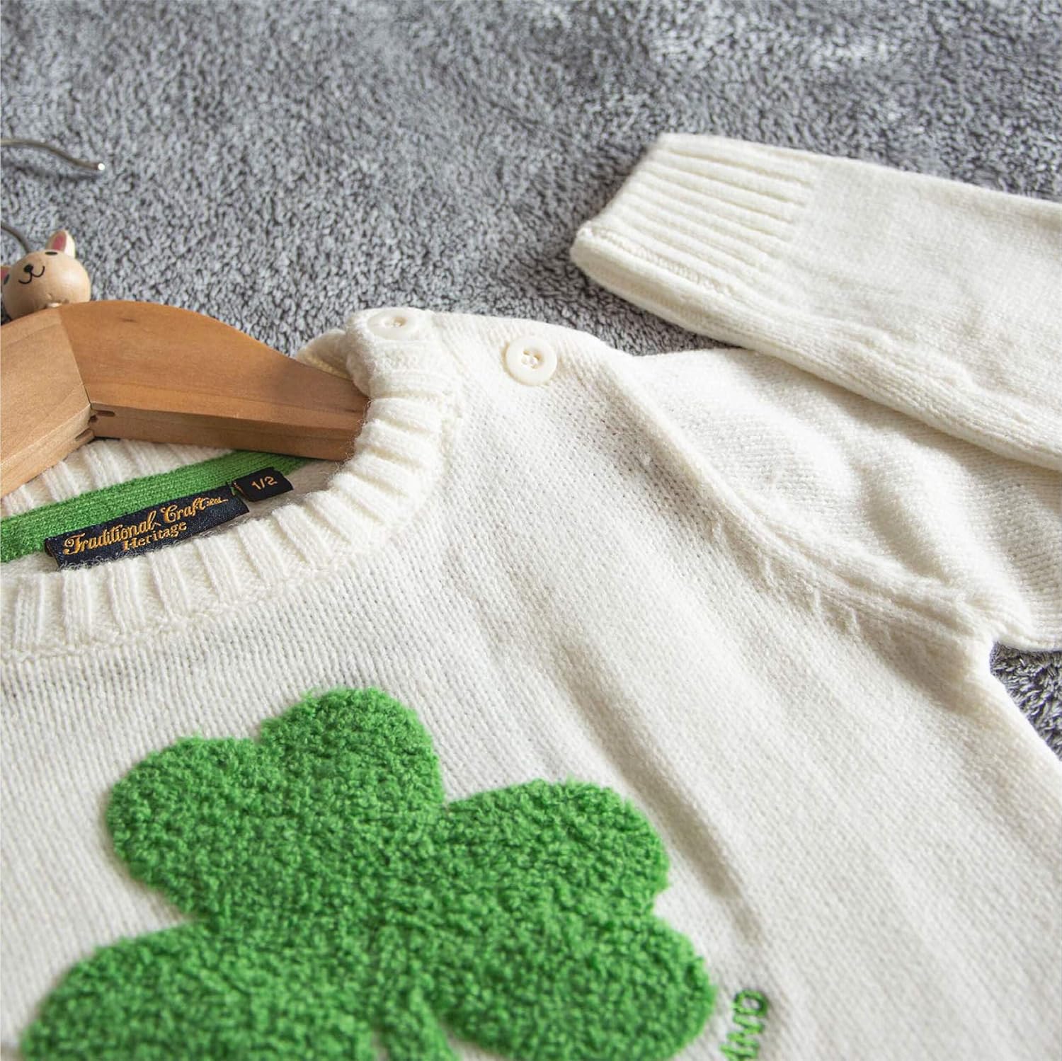 Cream Knit Emerald Shamrock Kids Jumper