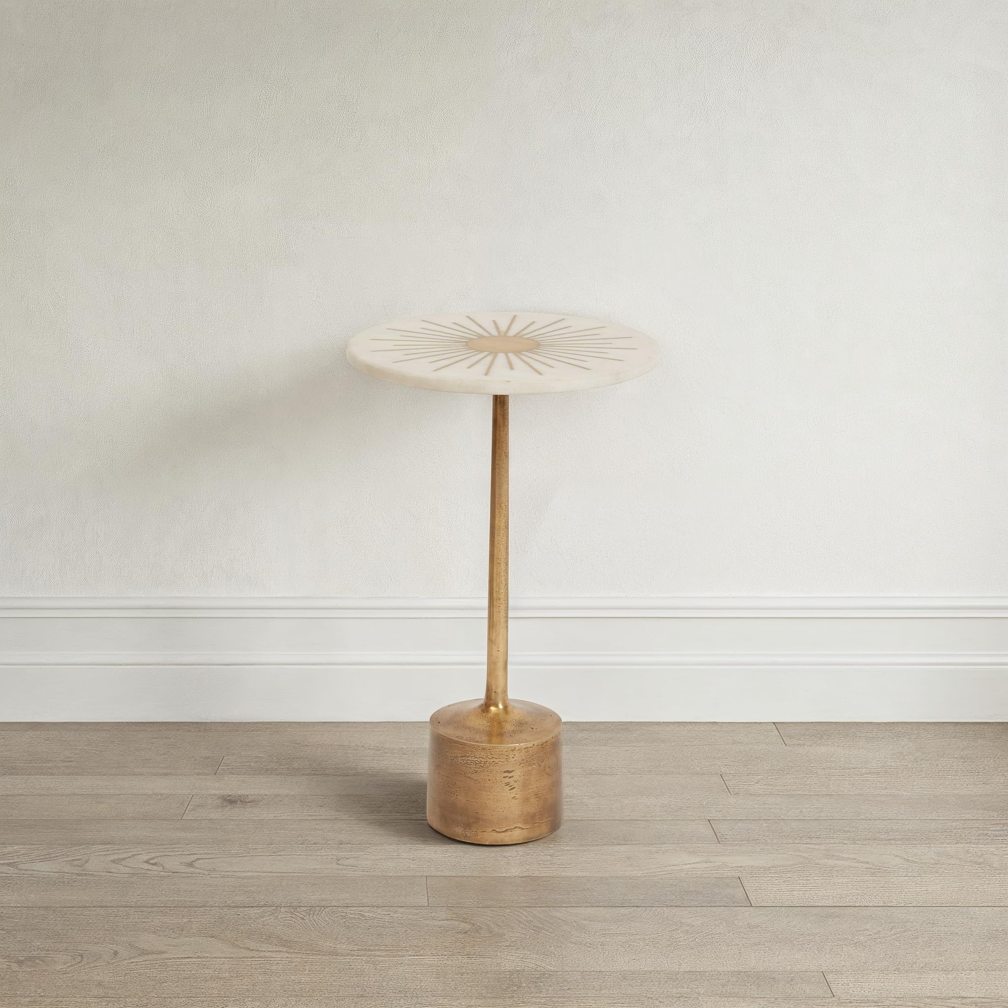 Creative Co-Op Luxe Aluminum and Marble Martini Table, Gold
