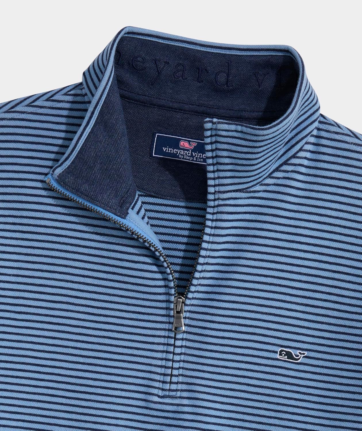 vineyard vines Men's Saltwater Quarter-Zip, Navy Bradley Stripe, XL
