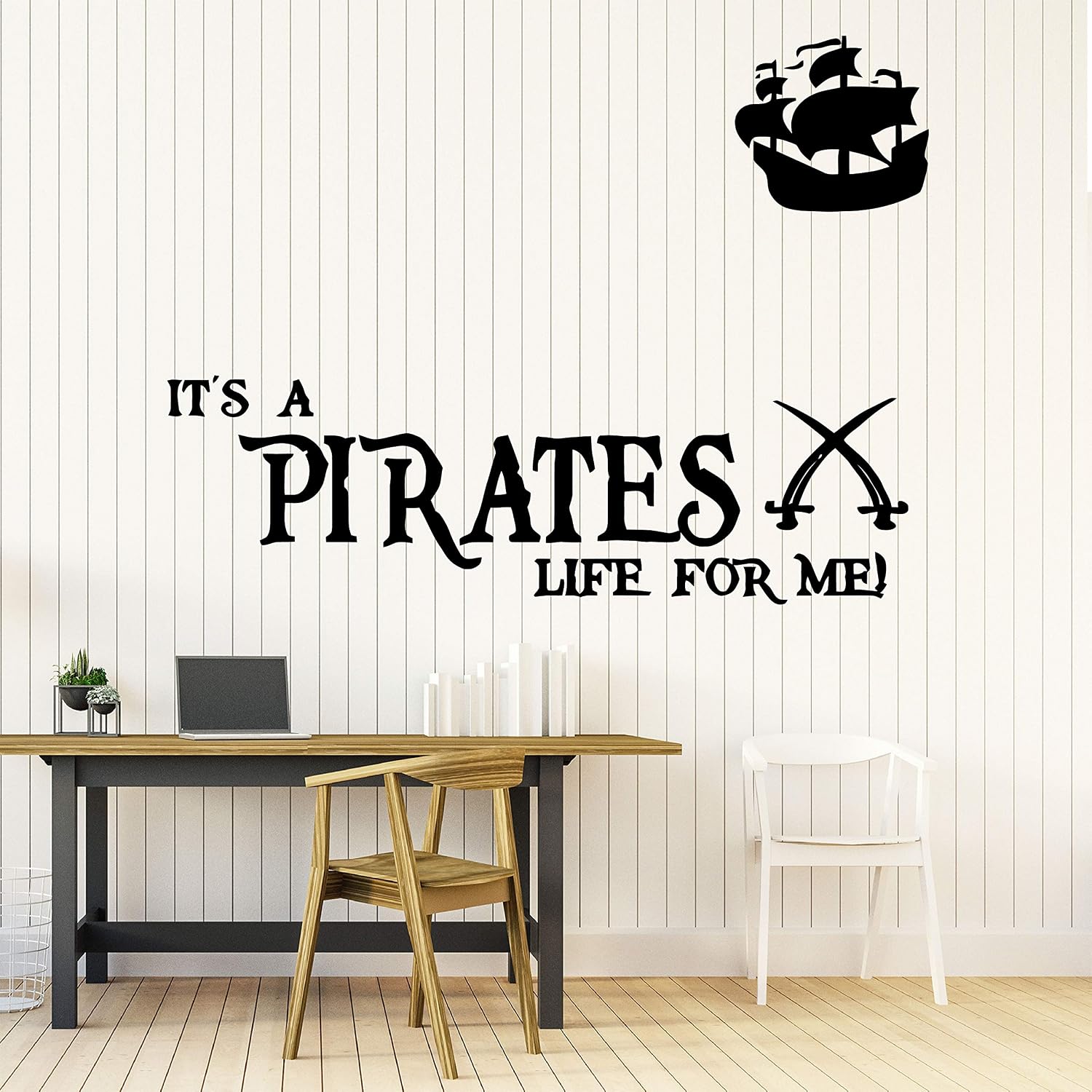 22 x 29 in Pirate Wall Decals for Kids Rooms - Pirate Wall Stickers for Kids - Pirate Map Pirate Ship Wall Decor Kids Art - Pirate Decorations for Kids Room PIR006