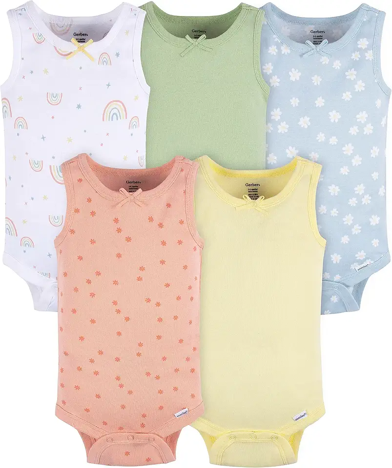 Gerber Baby Girls&#x27; Multi-pack Sleeveless Onesies Bodysuit