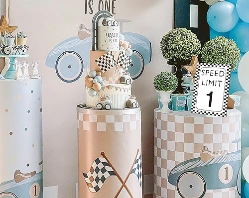 Miniatura 3 de Decoración de cumpleaños de coche de carreras, letrero de límite de velocidad 1, Fast One, decoración de fiesta de cumpleaños de auto de carreras