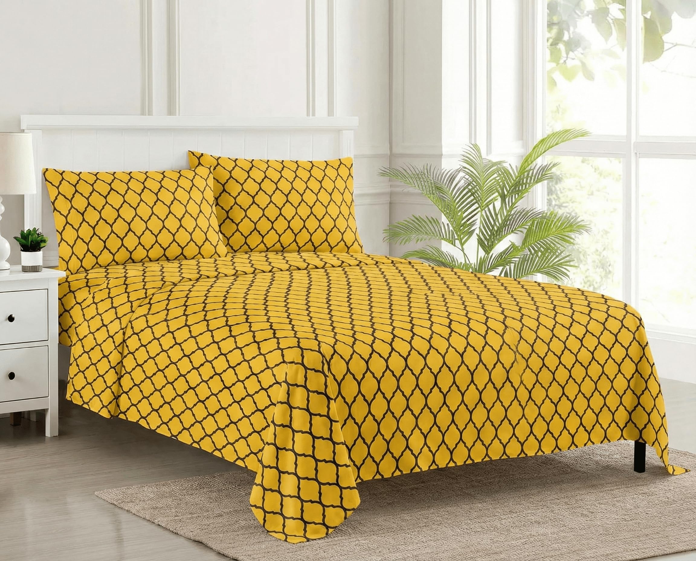 Trance Home Forest Green Cotton Queen Bedsheet Set -8