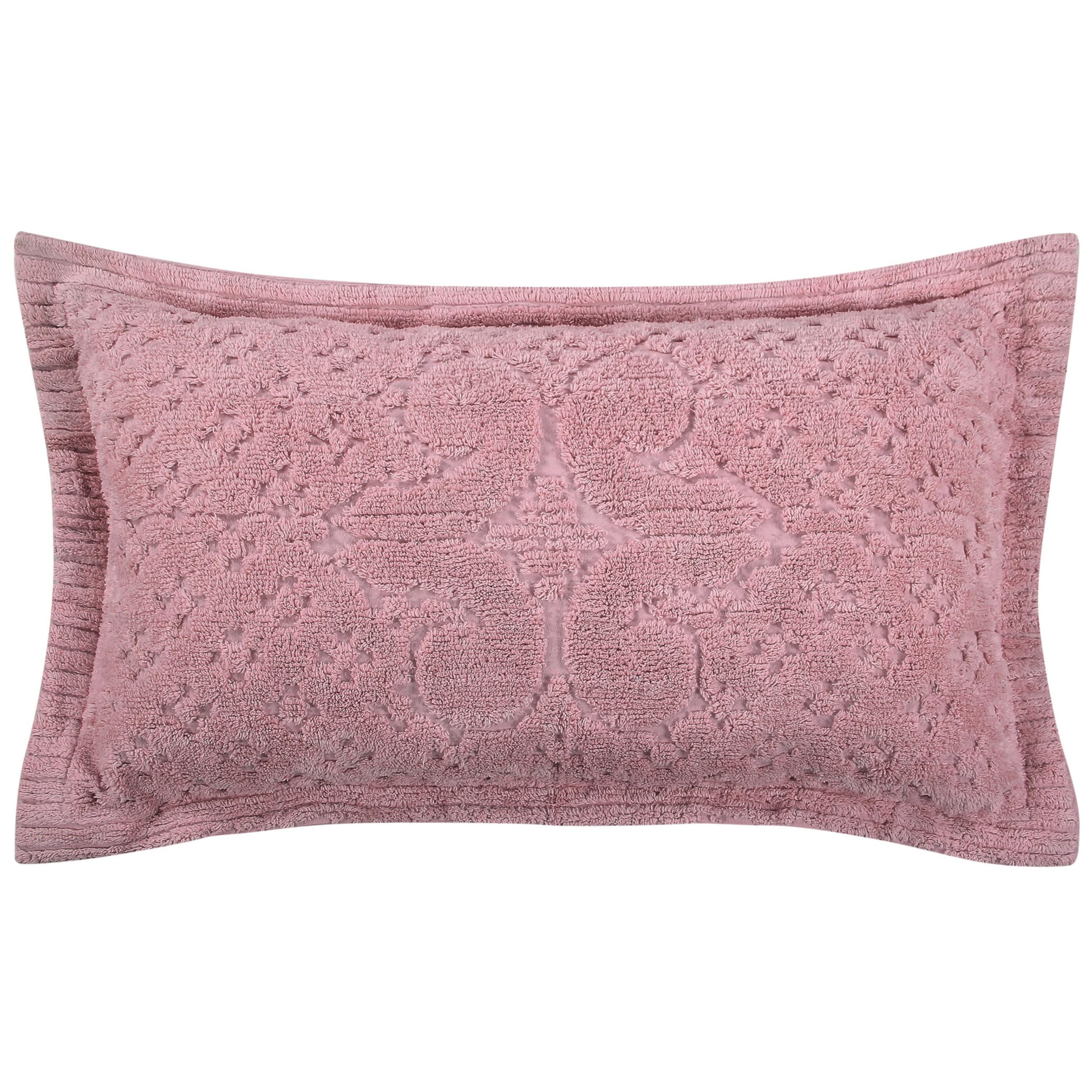 Better Trends Pink King Sham 100% Cotton Chenille Bedspread Sham, Soft and Cozy Tufted Tumble Dry (20x36 King Sham) Ashton Collection