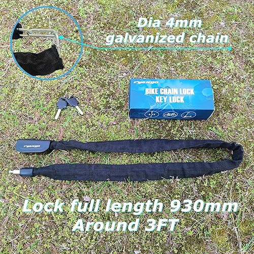 Miniatura 4 de Cerradura de cadena antirrobo para bicicleta, 2 llaves, bicicleta, motocicleta, bicicleta eléctrica, scooter, puerta, puerta, valla