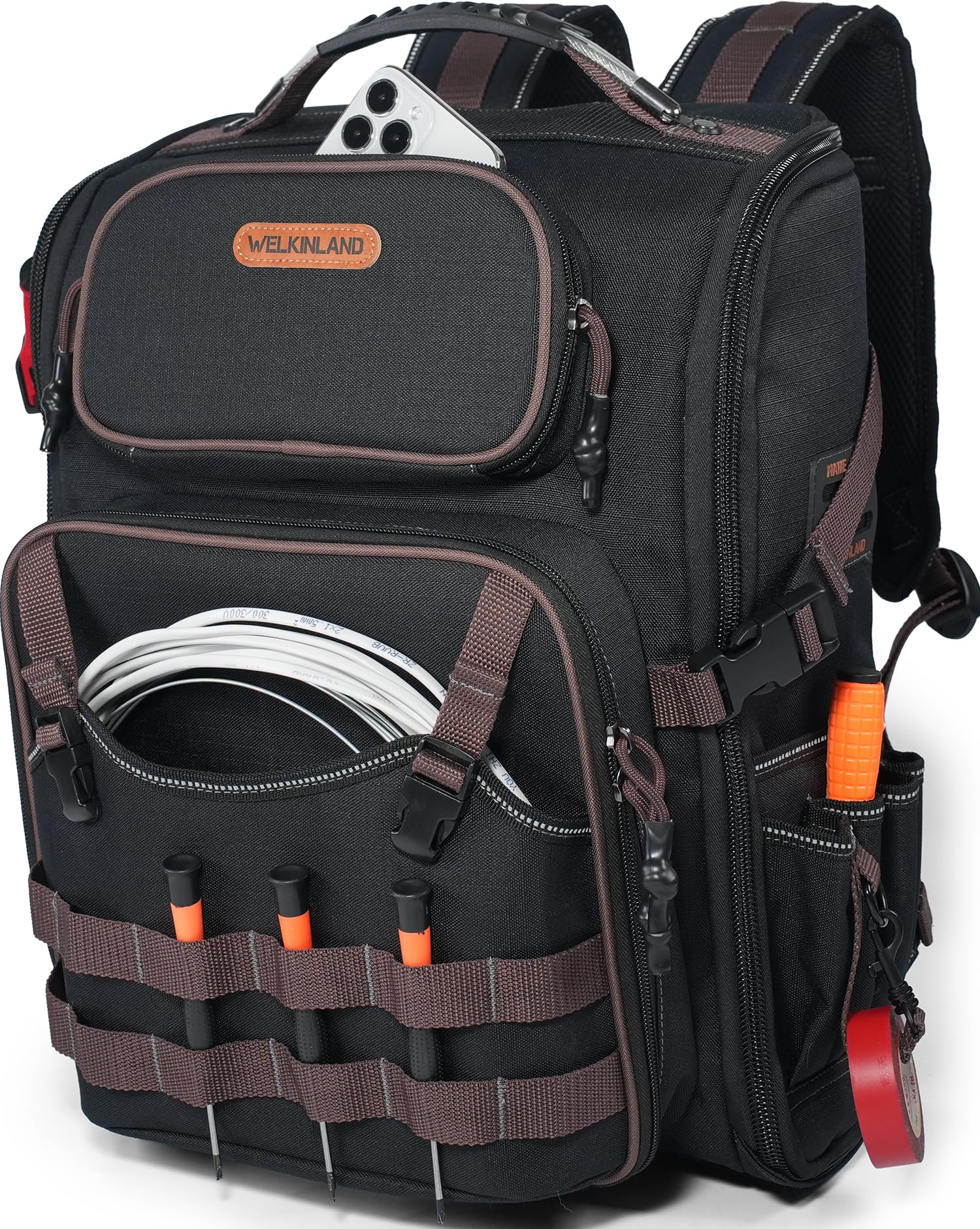 50-Pocket Electrician Backpack,Heavy-Duty HVAC Backpack Tool Bag