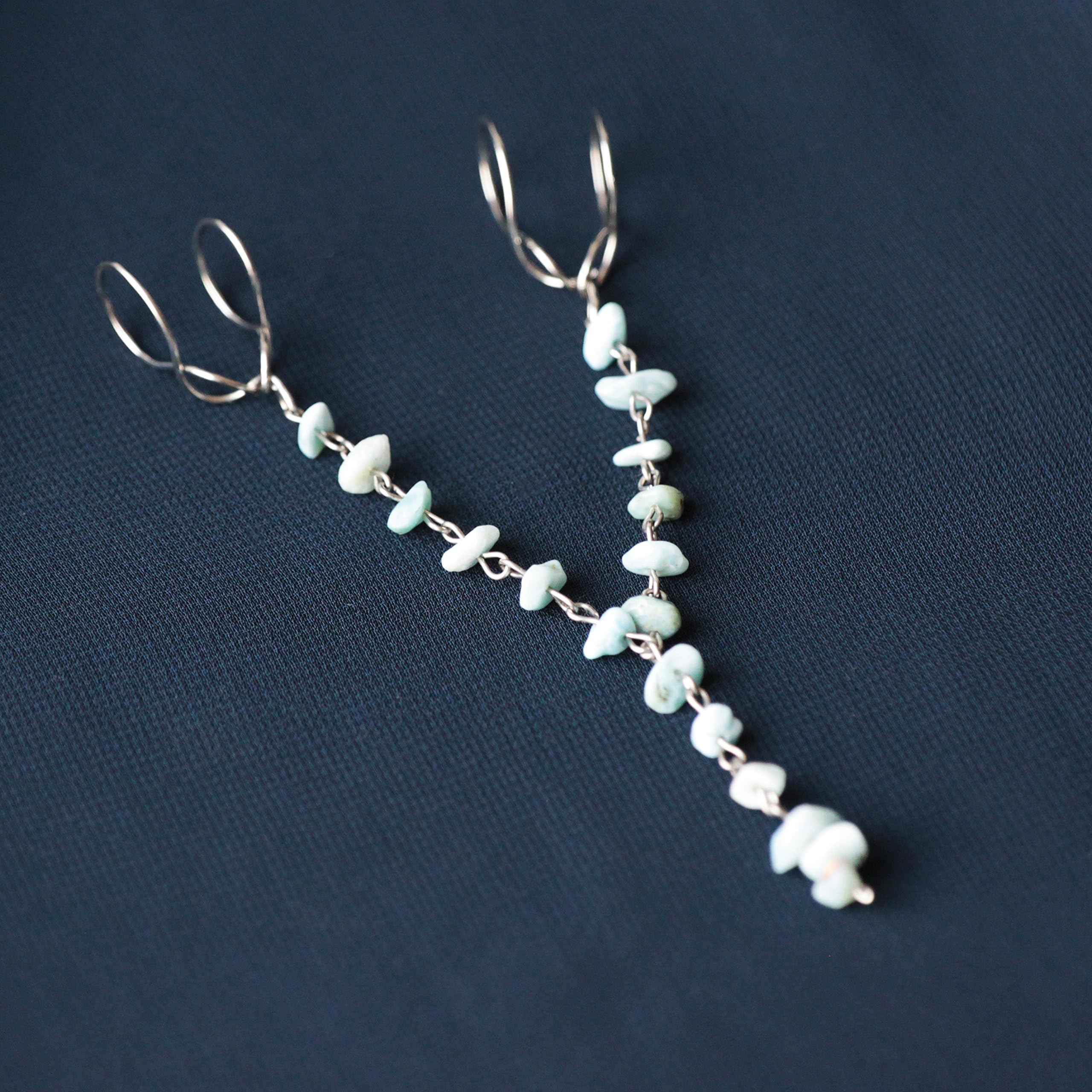 Larimar Chain Labien | Intimate Jewelry | Labia Majora Clips | Non Piercing Lip Clips | Stainless Steel and Gemstones