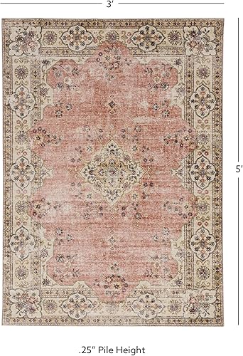 Miniatura 20 de Linon The Anywhere Alfombra lavable Colton RosaMarfil 3' X 5' Alfombra decorativa