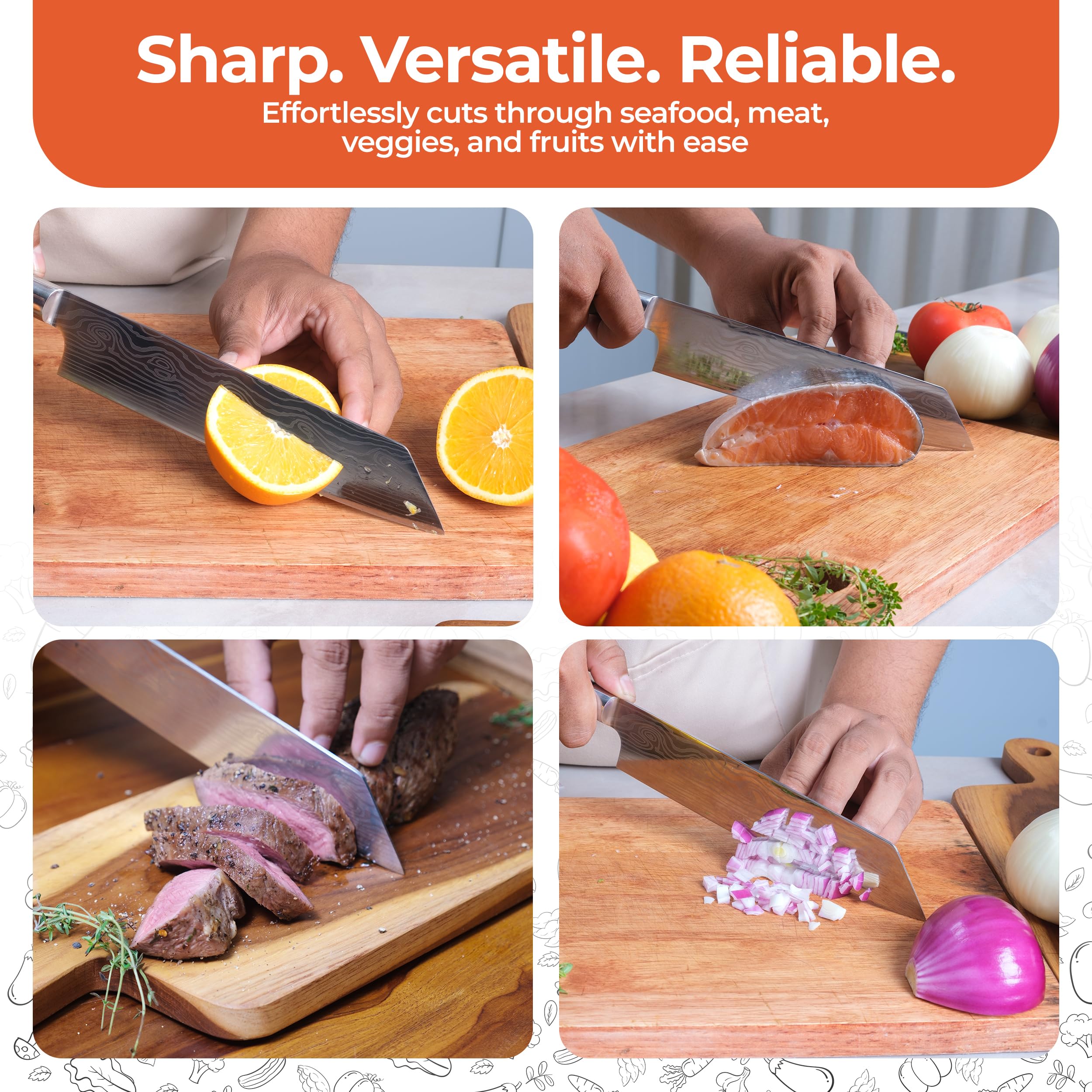 Gidli 8 Inch Chef Knife Set with Diamond Sharpener - Sharp Kitchen Knife — Amazon image 2