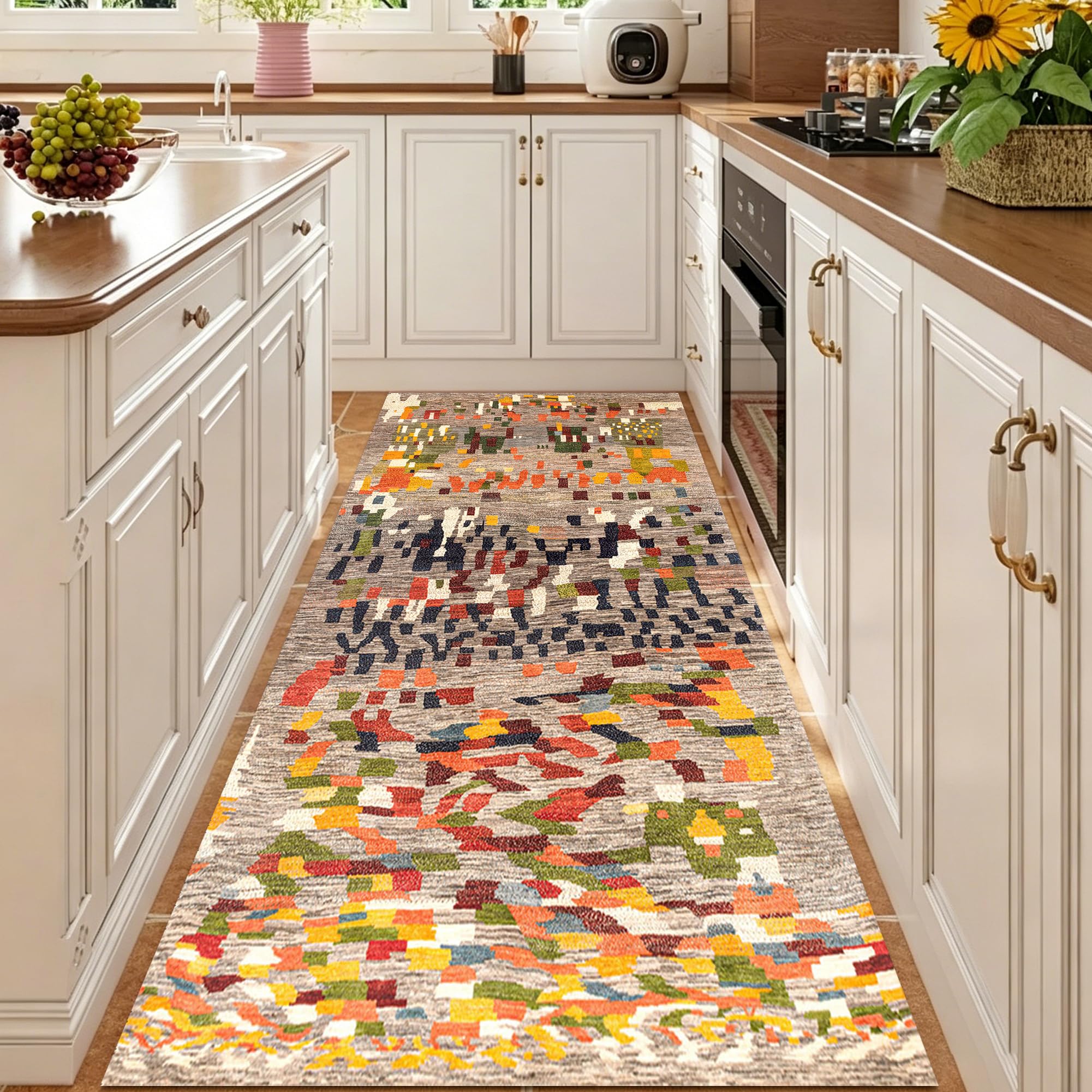 Tapis de Cuisine Lavable Tapis de Passage Couloir Antidérapant Tapis de Cuisine Devant Evier 50 x 180 cm Tapis Entree Interieur Long paillasson Tapis de Chambre Salon Tapis de Sol pour Cuisine