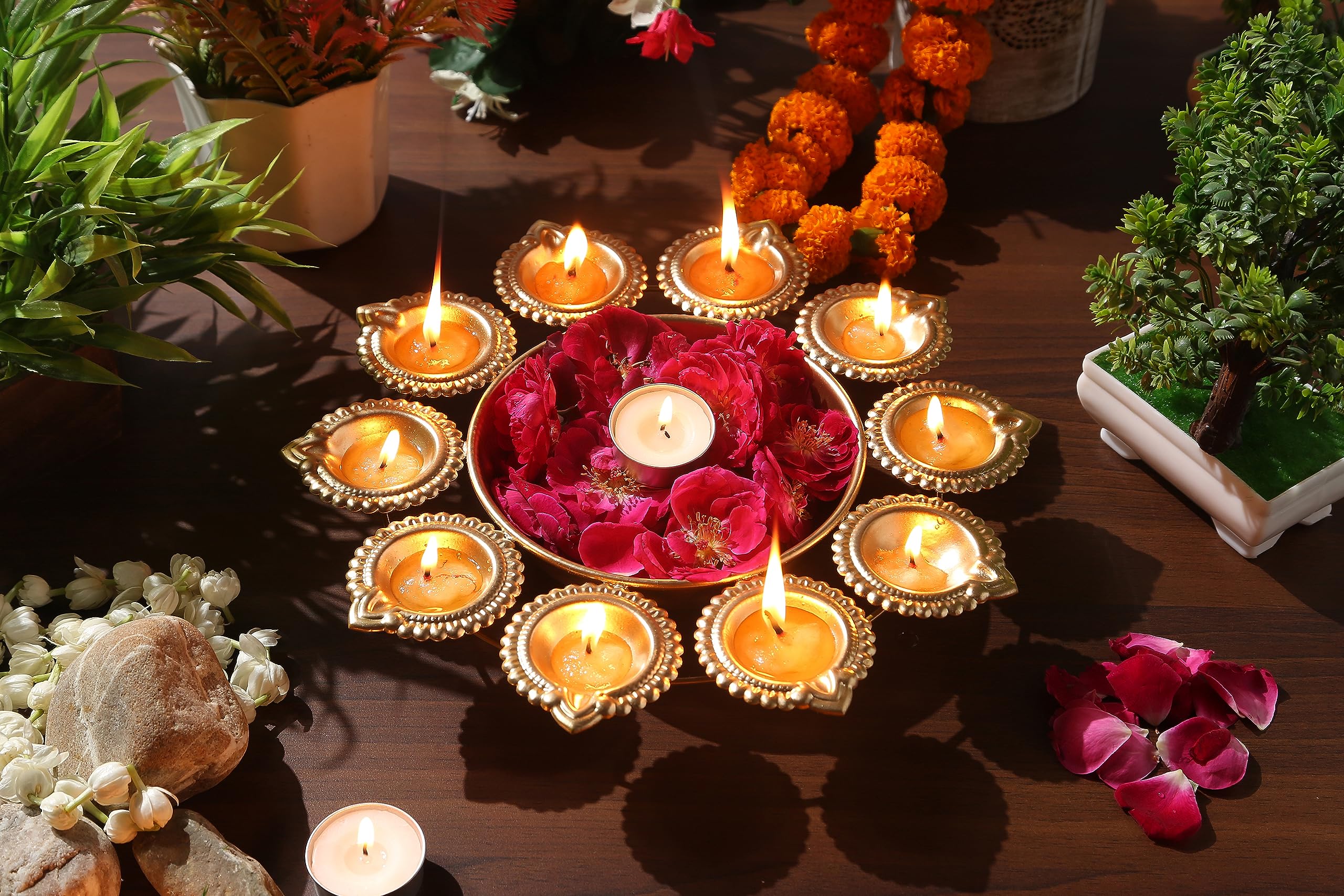 Diya Urli Bowl - Floating Flowers & Tea Lights -3 Diya Urli Bowl - Floating Flowers & Tea Lights -3