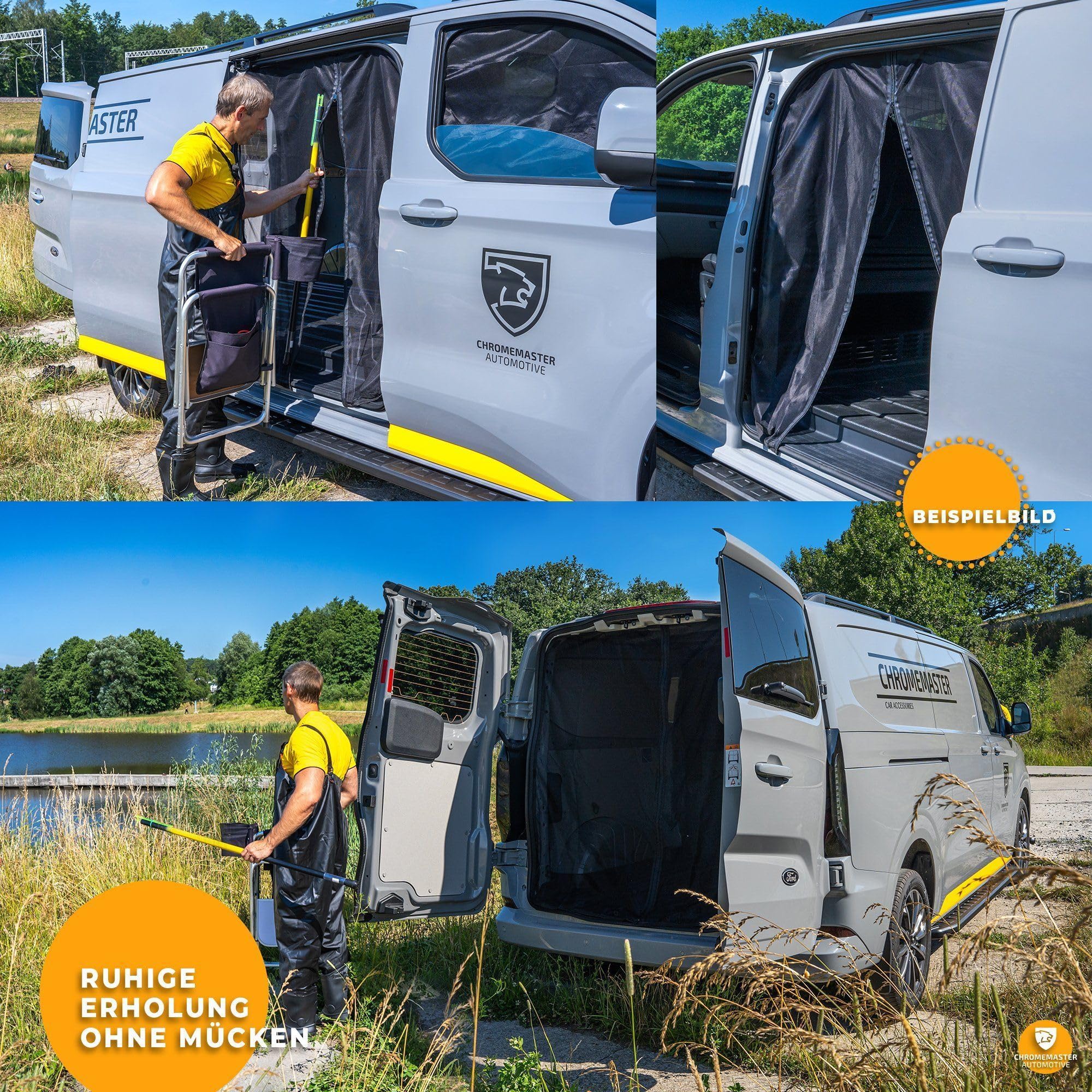CHROMEMASTER | Magnetisches Fliegengitter für Camper, Campervan, Wohnmobil | Kompatibel mit Ford Transit Custom 2012-2023 | Moskitonetz, Schutzgitter Gegen Insekten, Ungeziefer, Mücken und Spinnen