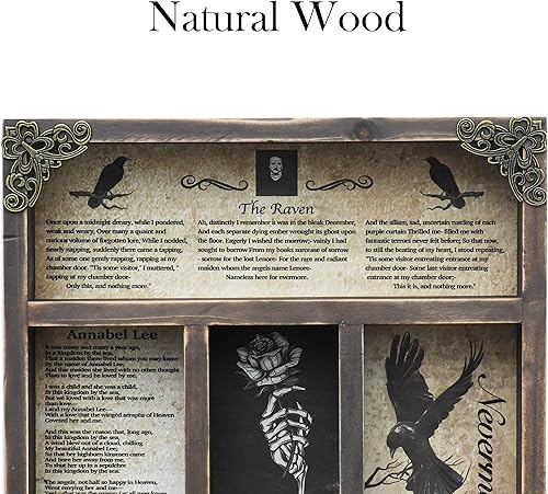 Miniatura 3 de INSOVITA Armario rústico de poemas de Edgar Allan Poe, decoración gótica victoriana para estantes, estante de pared pequeño, decoración de