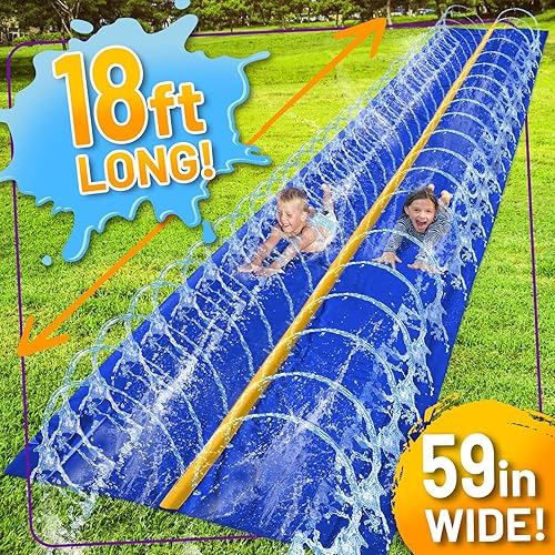 Miniatura 3 de Stargo 18 x 5 pies Salpicaduras y tobogán deslizante, toboganes acuáticos para niños Tobogán acuático para niños al aire libre divertidos juguetes