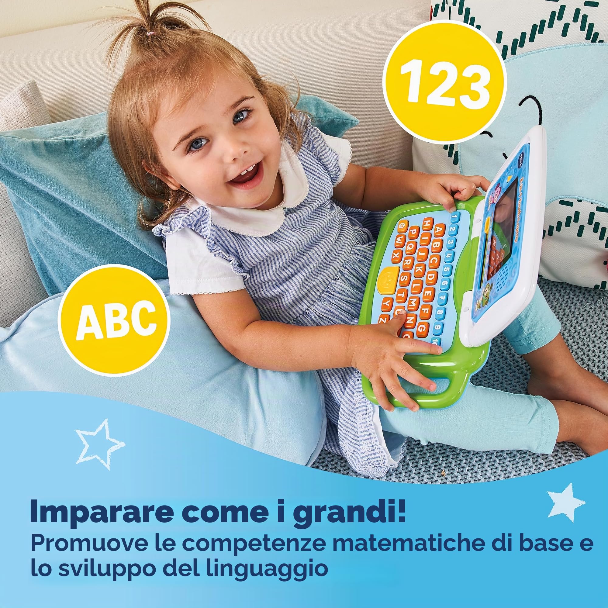 VTech Laptop touch 2 in 1 - computer educativo e tablet touch per imparare lettere e numeri, per bambini dai 3 ai 6 anni