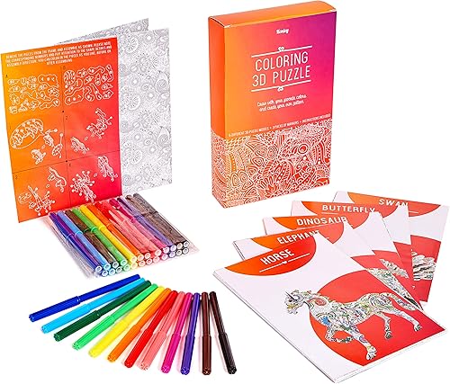 Miniatura 6 de Rompecabezas para niños en 3D juego de regalo para colorear con 6 animales arte y manualidades para niñas y niños de 7 8 9 10 11 12 kit de proyectos