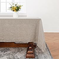Vista 55 de Linen World - Mantel de lino con vainica, mantel de lino francés salvia de 120 x 60 pulgadas, mantel rectangular lavable para comedor, al aire