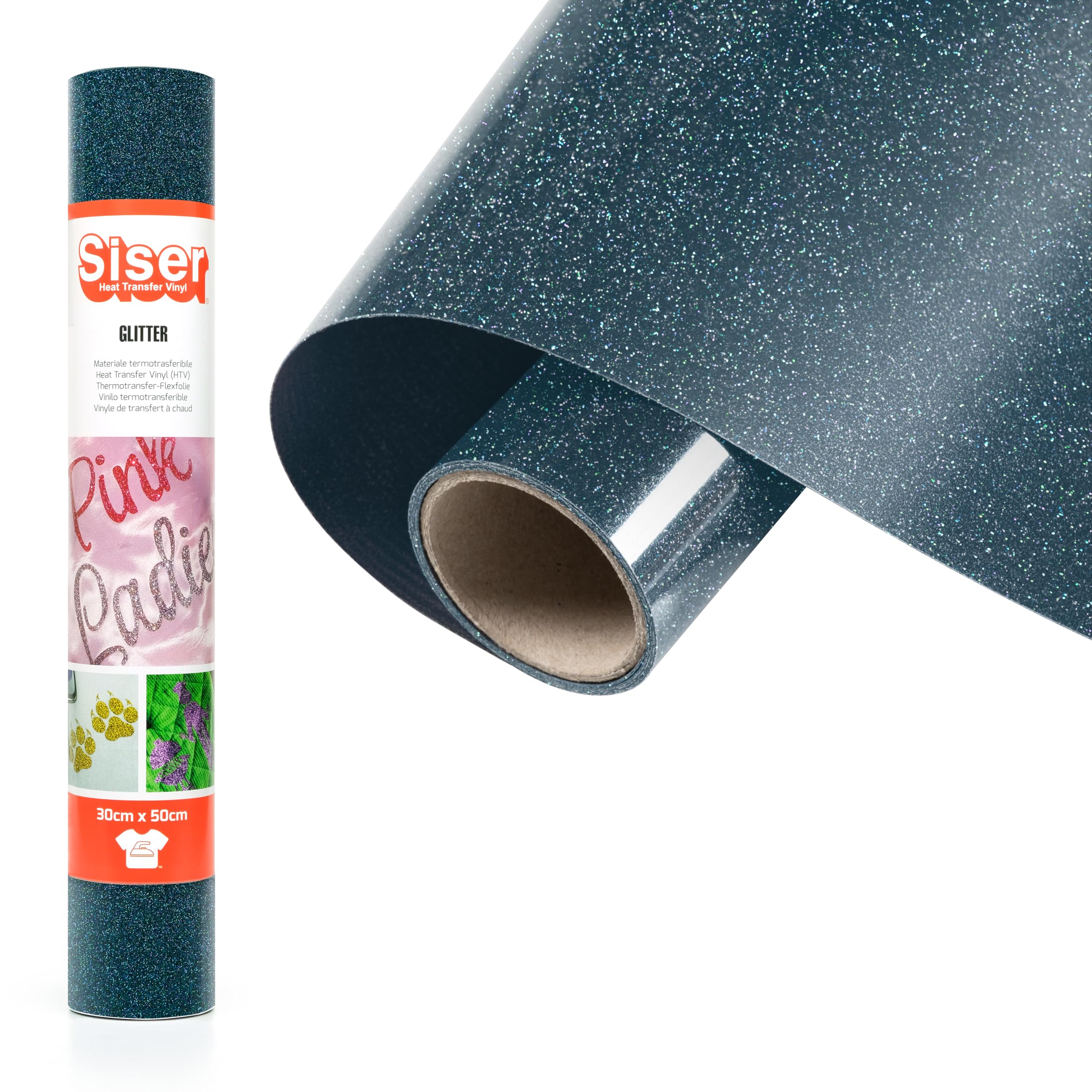 Siser Glitter Lagoon, 30cm x 0,5mt, Thermotransfer Vinyl Glitter für die individuelle Gestaltung von Stoffen, Kleidung und Accessoires, Bastelartikel, leicht zu schneiden