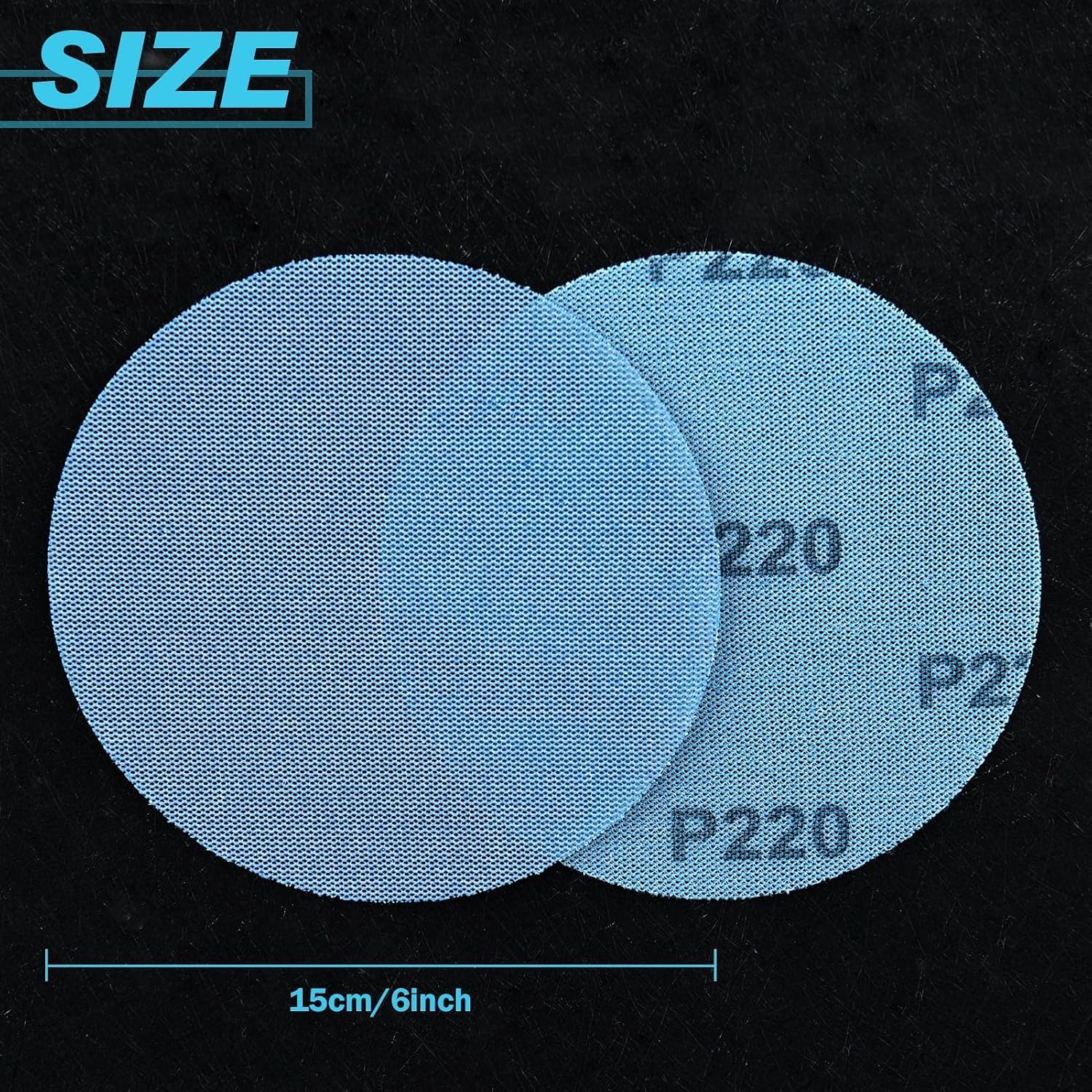 6 Inches Mesh Abrasive 220 Grit Dust-Free Hook and Loop Drywall Sanding Disc, Box of 25 Discs Mesh Sandpaper Net Sander Disc Abrasives Pads Sanding Pads for Metal, Wood, Composites