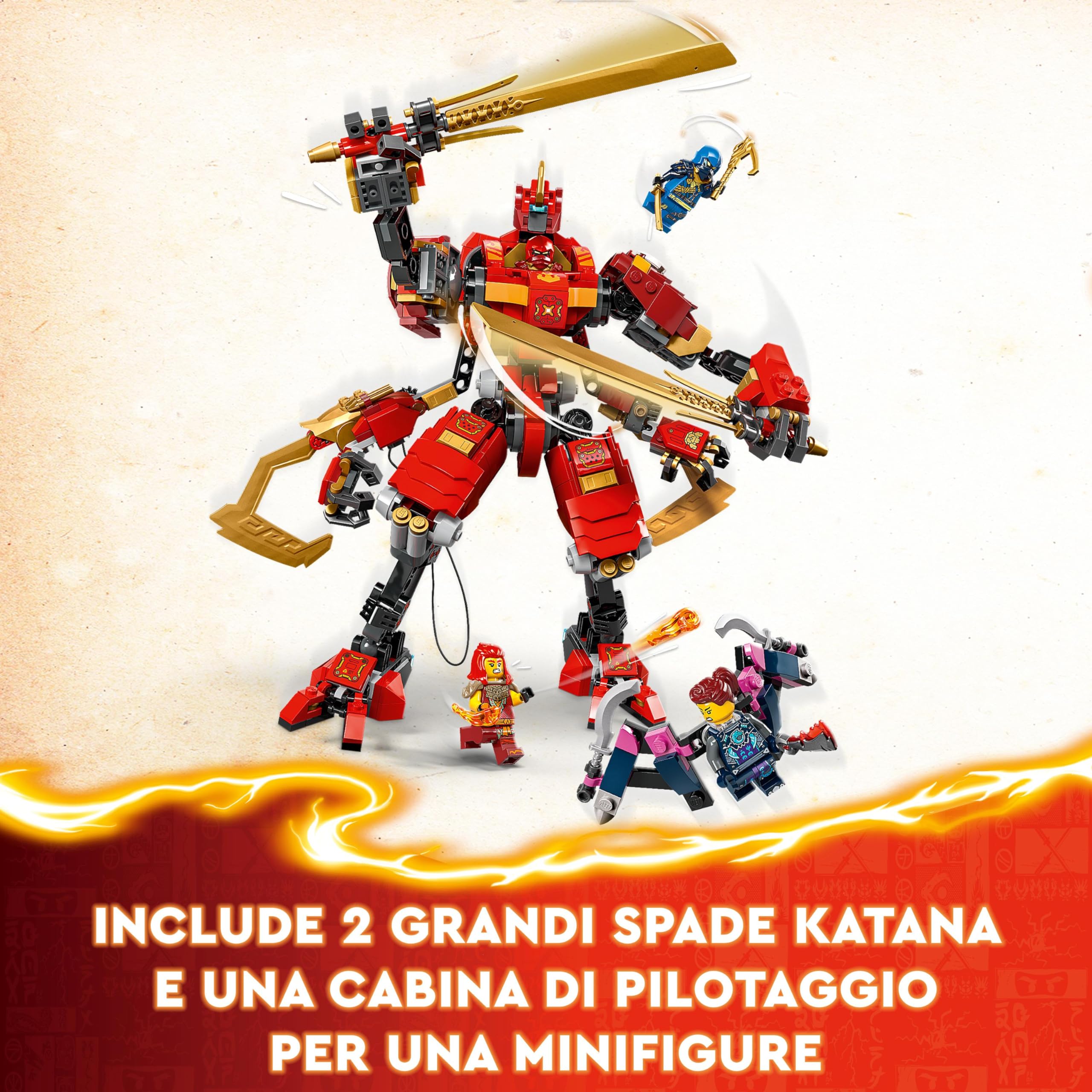 LEGO NINJAGO Climber Mech Ninja di Kai, Giochi per Bambini e Bambine da 9 Anni con Guerriero Giocattolo da Costruire e 4 Minifigure di Personaggi, Gioco d'Azione Ninja, Idea Regalo Divertente 71812