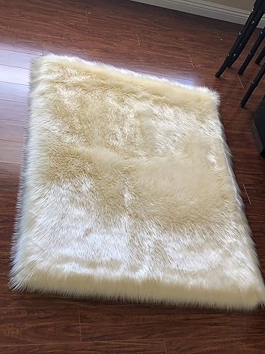 Miniatura 4 de LAMBZY Alfombra rectangular de piel de oveja sintética, súper suave, hipoalergénica, de felpa, lujosa alfombra de felpa sedosa para dormitorios,