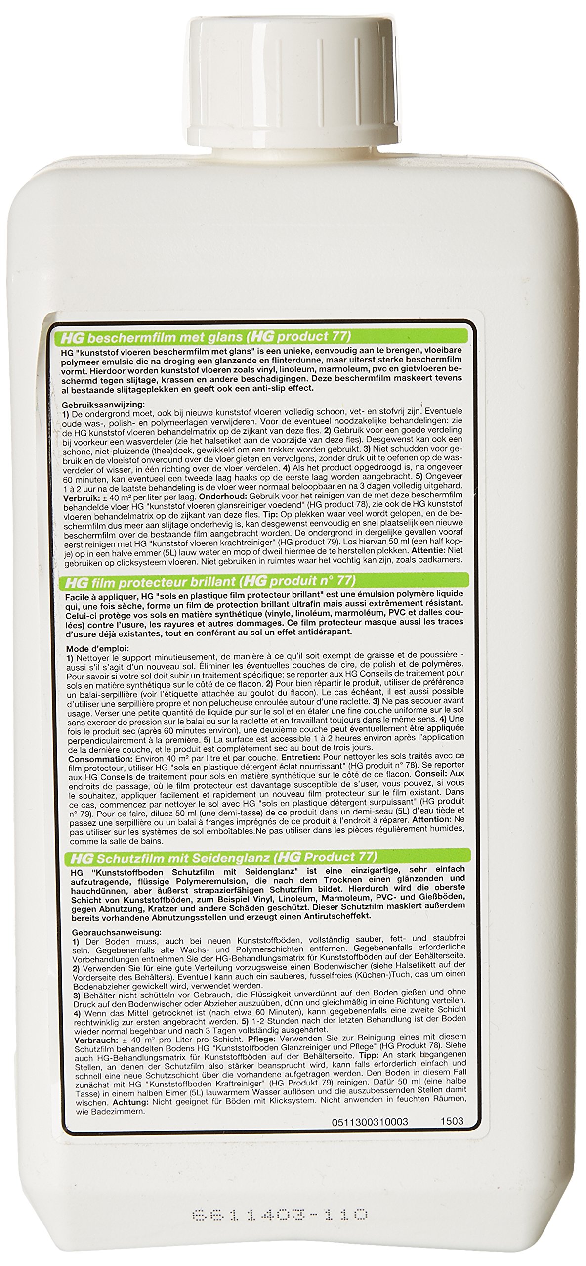 HG detergente pavimenti in plastica pellicola protezione lucida, 1 l