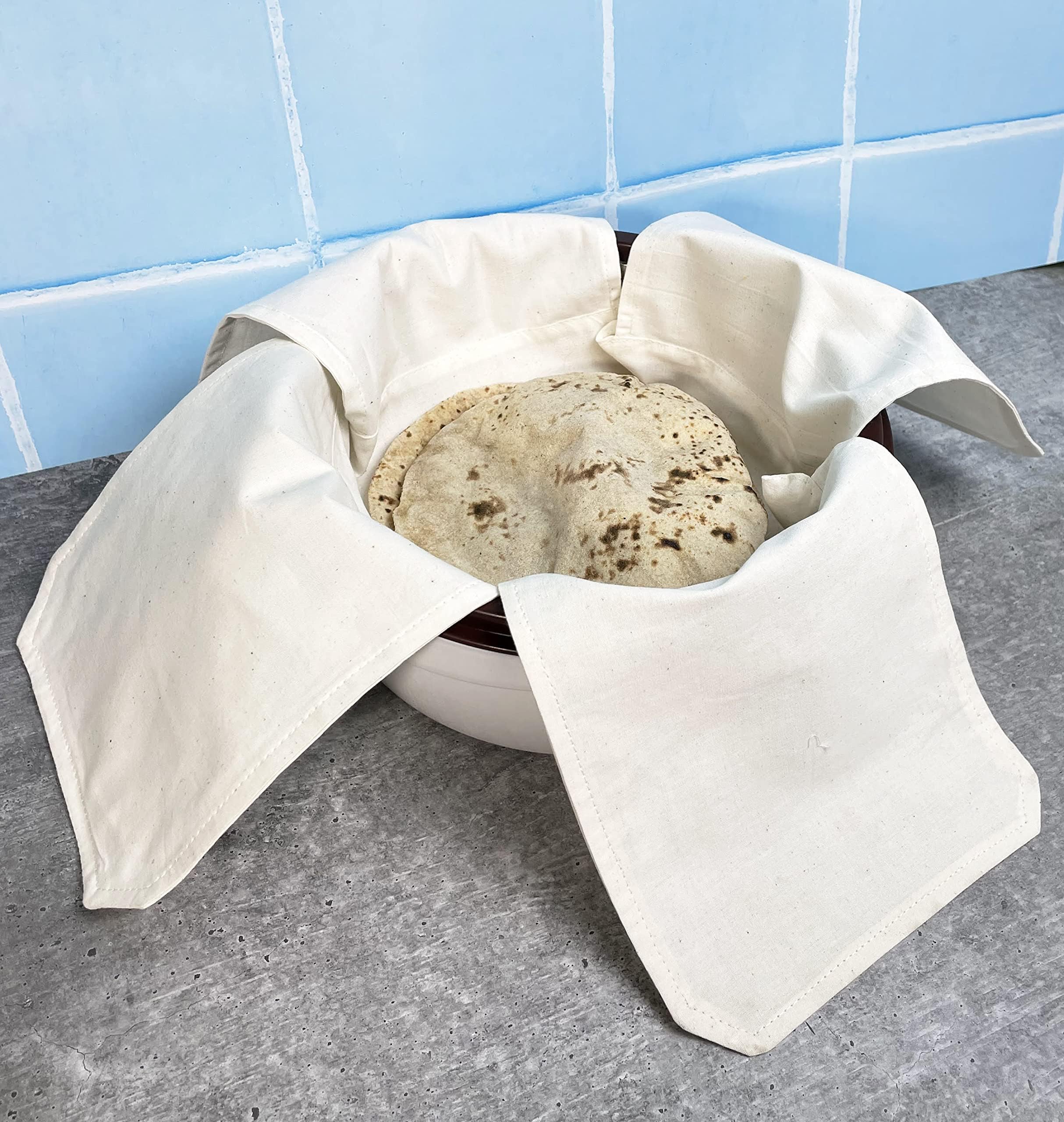 Cotton Double Layer Roti Cloth Wrap with Flaps Muslin Cloth for Chapati, Hot Case, Kitchen