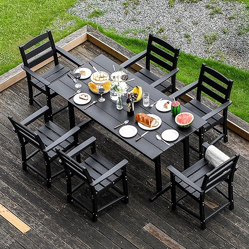 nalone 7-Piece Patio Dining Table Set, HDPE Outdoor Dining Sets