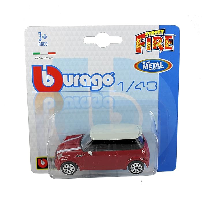 Buy New Burago 1 43 Diecast Model Car Burago Street Fire Range Mini Cooper S In Red White 