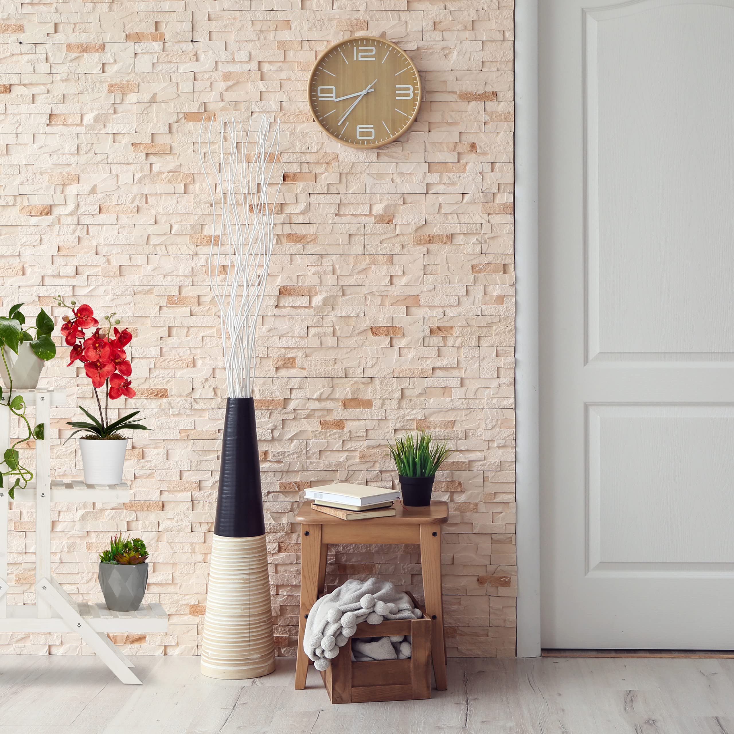 Relaxdays Soporte Plantas 3 Niveles, Madera, Blanco, 83 x 83 x 25 cm