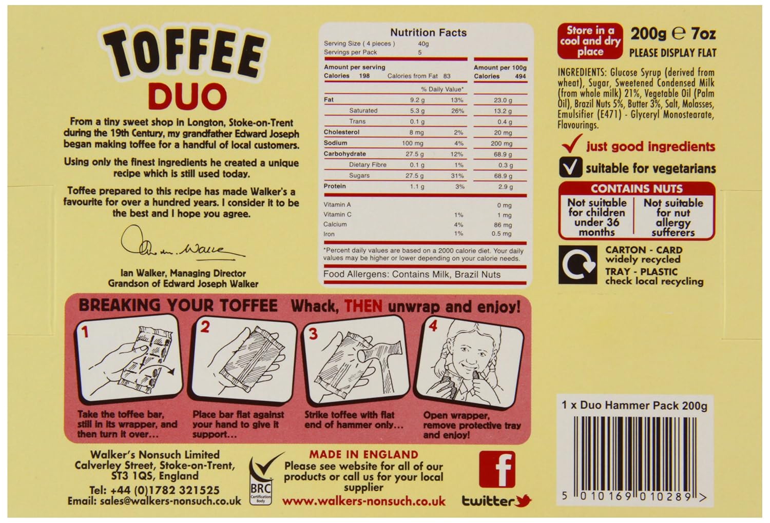 Walkers Non Such Walkers Duo Hammer Pack Toffee 200 G (Pack Of 2)