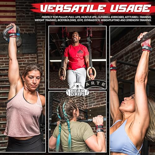 Miniatura 8 de Bear Grips Empuñaduras de dos agujeros, agarres de tres agujeros, empuñaduras sin agujeros, puños WOD para hombres y mujeres. Agarres de manos de