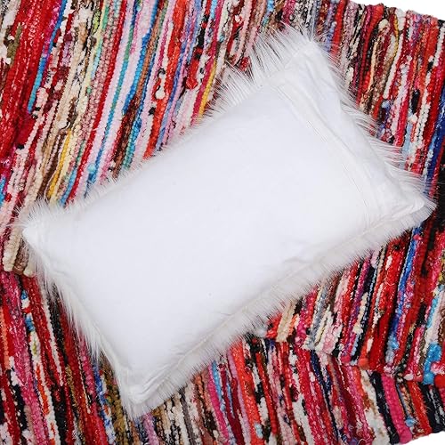 Miniatura 2 de RAJRANG - Funda de almohada de piel sintética blanca de lujo, decorativa, peluda, esponjosa, lumbar, para sofá, silla, dormitorio, automóvil,