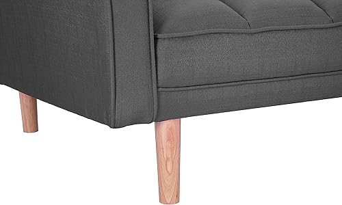 Miniatura 8 de Sofá cama futón convertible, moderno sofá cama plegable tapizado de lino con dos almohadas, sofá cama de 75 pulgadas para sala de estar, dormitorio,