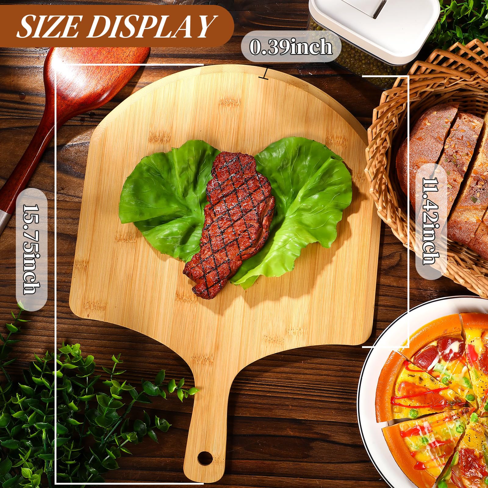Planche Cuisine Naturelle Planches à Pizza Bambou Lot De 8 - Tailles 15 à  33 Cm, Poignées, Multifonction Planches Pizza Bambou