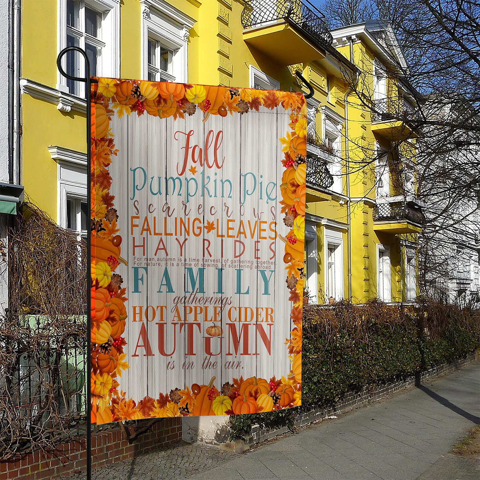 Bandiere di benvenuto da giardino autunnale per esterni, bandiera da giardino autunnale, decorazioni autunnali per esterni per cortile, bandiera bifacciale, striscione per giardino e casa - Italia