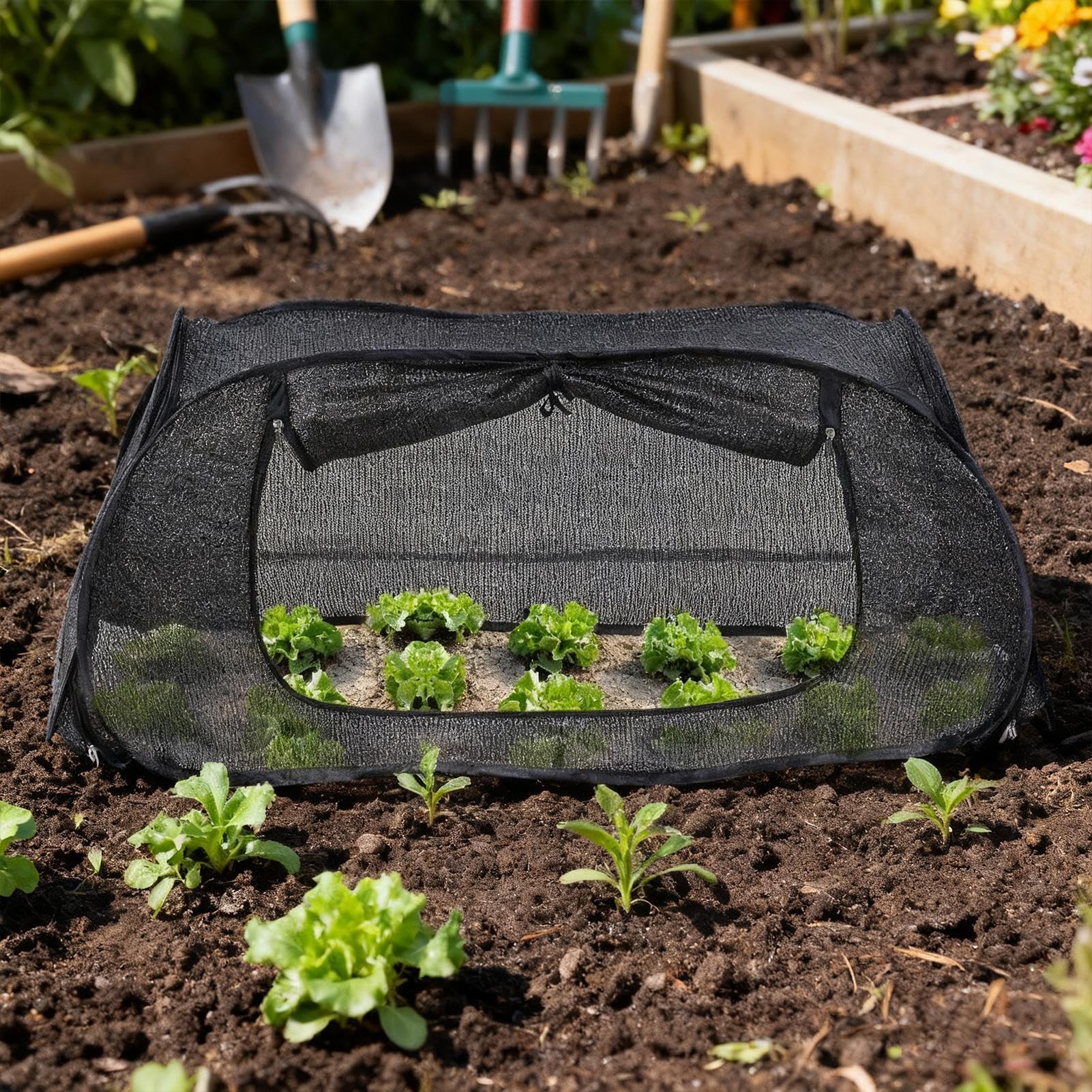 Pokrowce ogrodowe na podwyższone grządki – siatkowa osłona szklarni, 110 x 40 x 40 cm, idealna do ochrony roślin i sadzonek pomidorów na zewnątrz