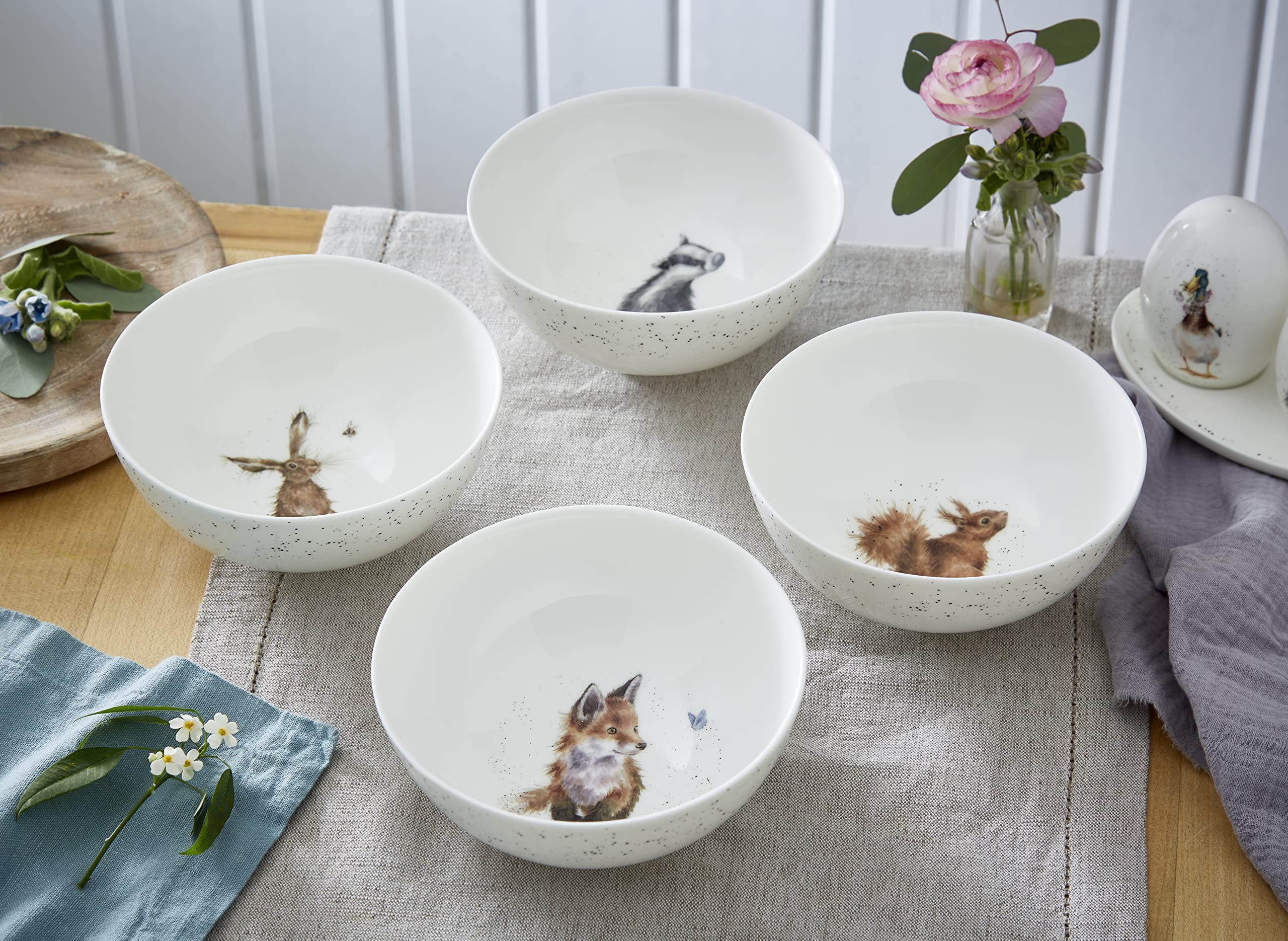 Wrendale Designs Royal Worcester Set mit 4 tiefen Schalen, 15,2 cm, 4 Stück