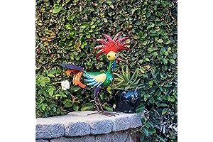 Alpine Corporation 18" Tall Indoor/Outdoor Wacky Metal Rooster Yard Statue Decoration