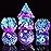 AUSTOR 7-Die DND Dice Set Handmade Sharp Edge Polyhedral Dice for Dungeons and Dragons RPG MTG Table GamesViolet & Blue