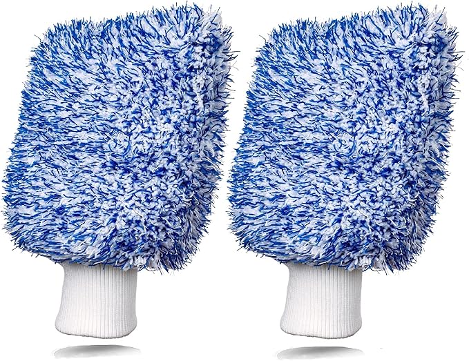 Microfibre Wash Mitt 2pcs XL 22x18cm (420gsm). Car Wash Mitt