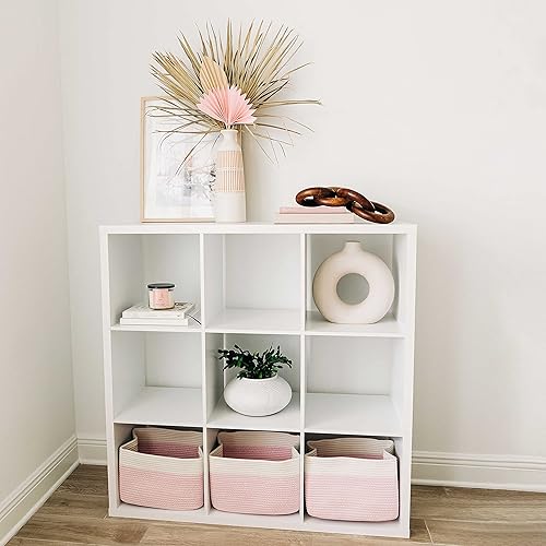 Miniatura 126 de OrganiHaus - Juego de 3 canastas con diseño de arcoíris para almacenamiento, canastas tejidas para organización, decoración pastel, guardar