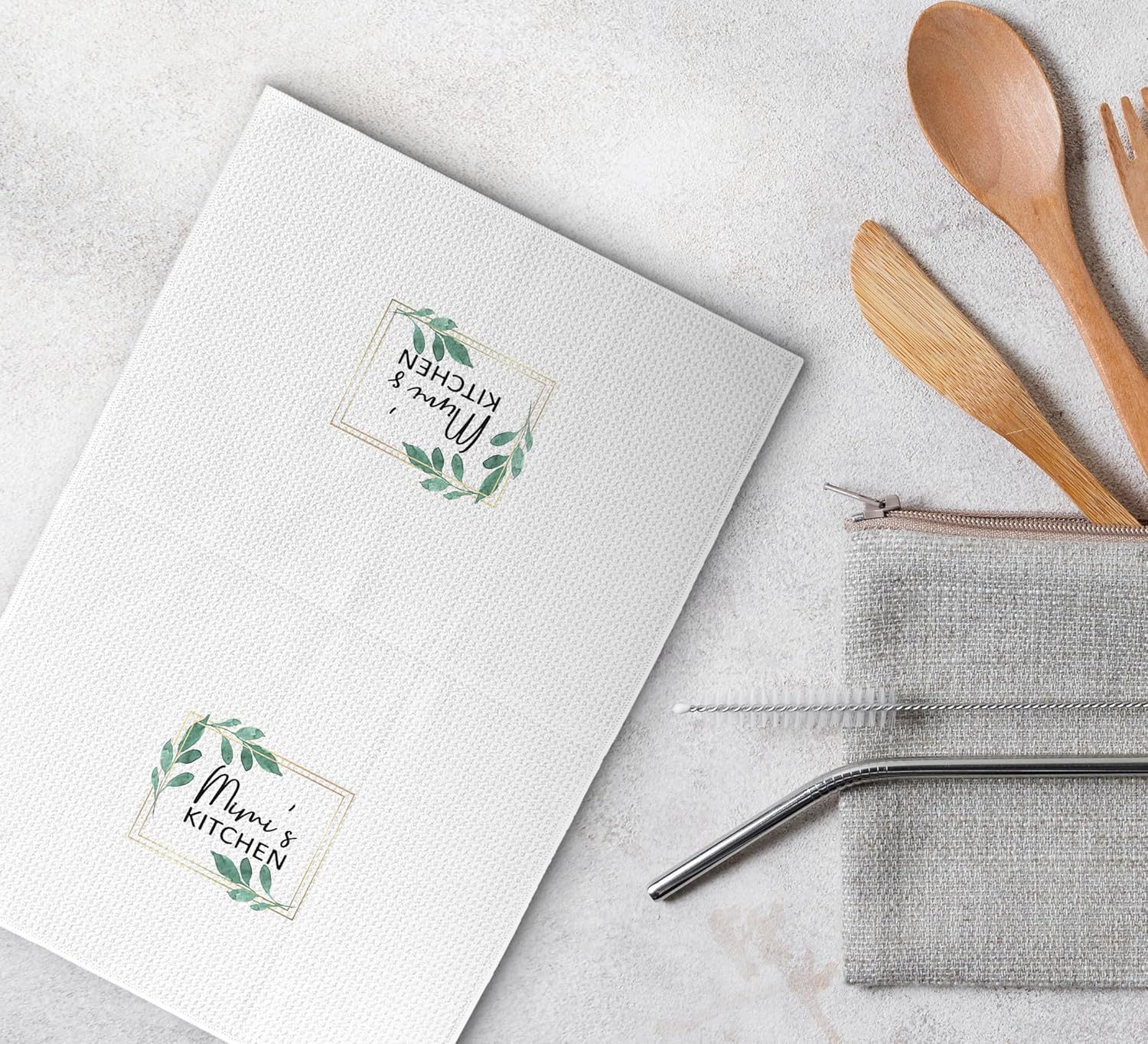 Mimi's Kitchen Botanical Leaf Kitchen Dish Towels Dishcloth 16x24 Inches,Funny Grandma Decorative Absorbent Hand Tea Kitchen Towels,Birthday Mother's Day Gifts for Grandma - Image 4