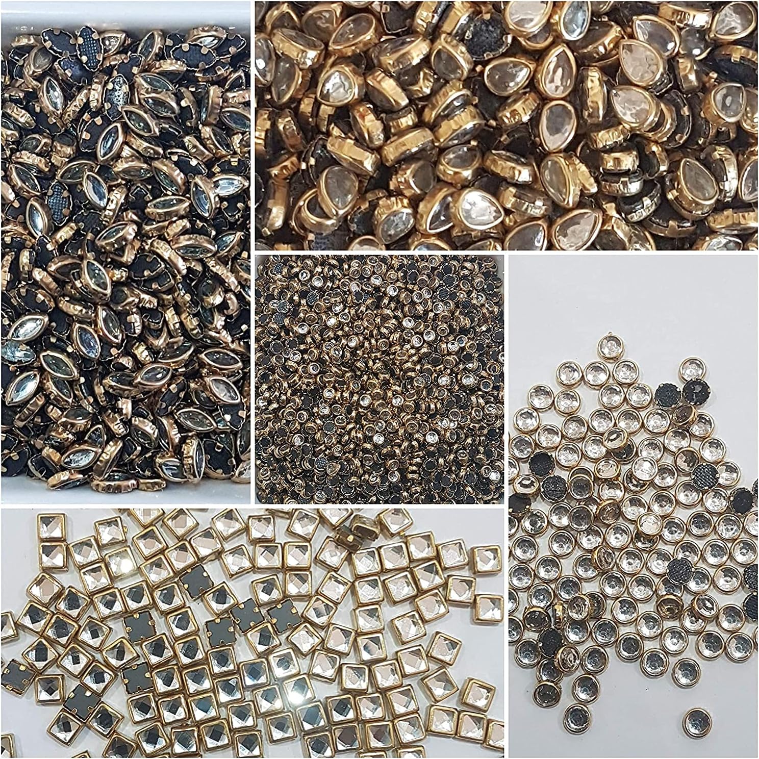 JustLatest JL Kundans Stones (Mix, Silver) for Jewellery Making, Bangles, Embroidery, Craft, Stones for Embroidery Work and Cloth Works