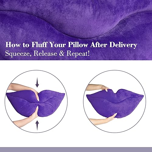 Miniatura 3 de AELS Almohadas de labios grandes 3D de terciopelo suave, almohadas decorativas de amor, lindas almohadas de 24 x 12 pulgadas para sofá, cama, sala
