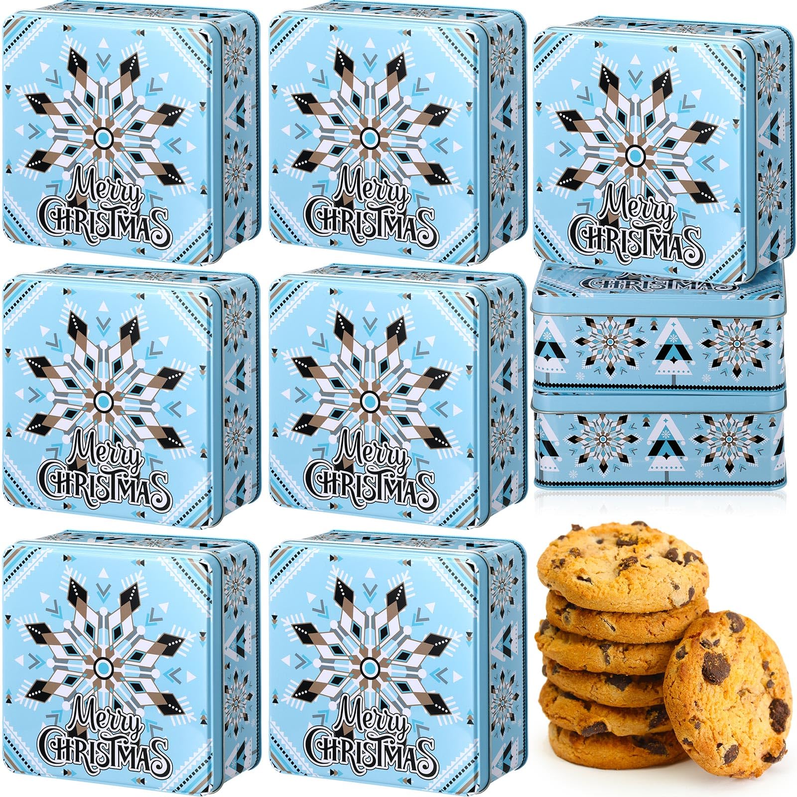 Amazon.com: Tandefio 6 Pcs Christmas Cookie Tins 6.3Inch Cookie Tins ...
