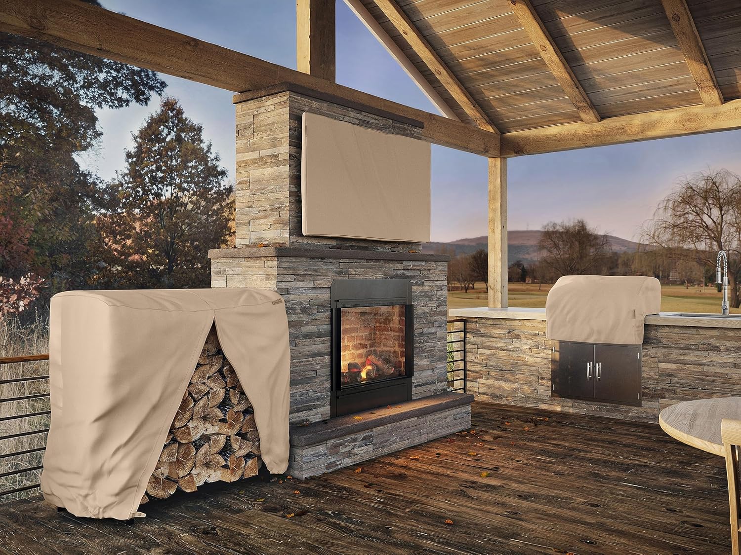 Covermates Ultima Built-in Grill Cover – All-Weather Water-Resistant 600D Rip-Resistant Polyester BBQ Cover with Locking Drawcord Hem, Heavy Duty Outdoor Protection, 30W x 26D x 14H, Ripstop Tan