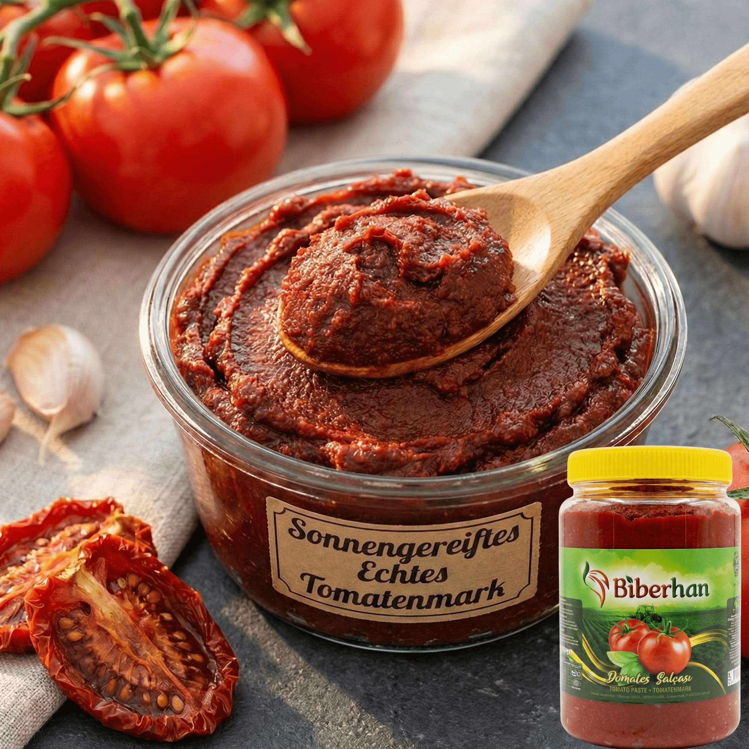 Premium Pasta de Tomate 1000g – Secado al Sol en Gaziantep (Ciudad UNESCO) – Natural, Concentrada, Sin Aditivos, Sabor Intenso y Tradicional