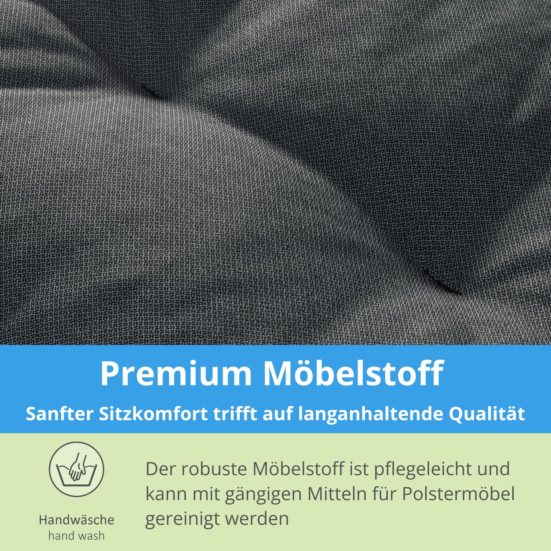 Bodyprotect Palettenkissen 2-teilig Set, Sitzkissen 120x80x12 cm & Rückenlehne 120x40 cm, Kissen Indoor & Outdoor aus hochwertigem Möbelstoff, Loungekissen für Gartenmöbel & Paletten, Dunkelgrau