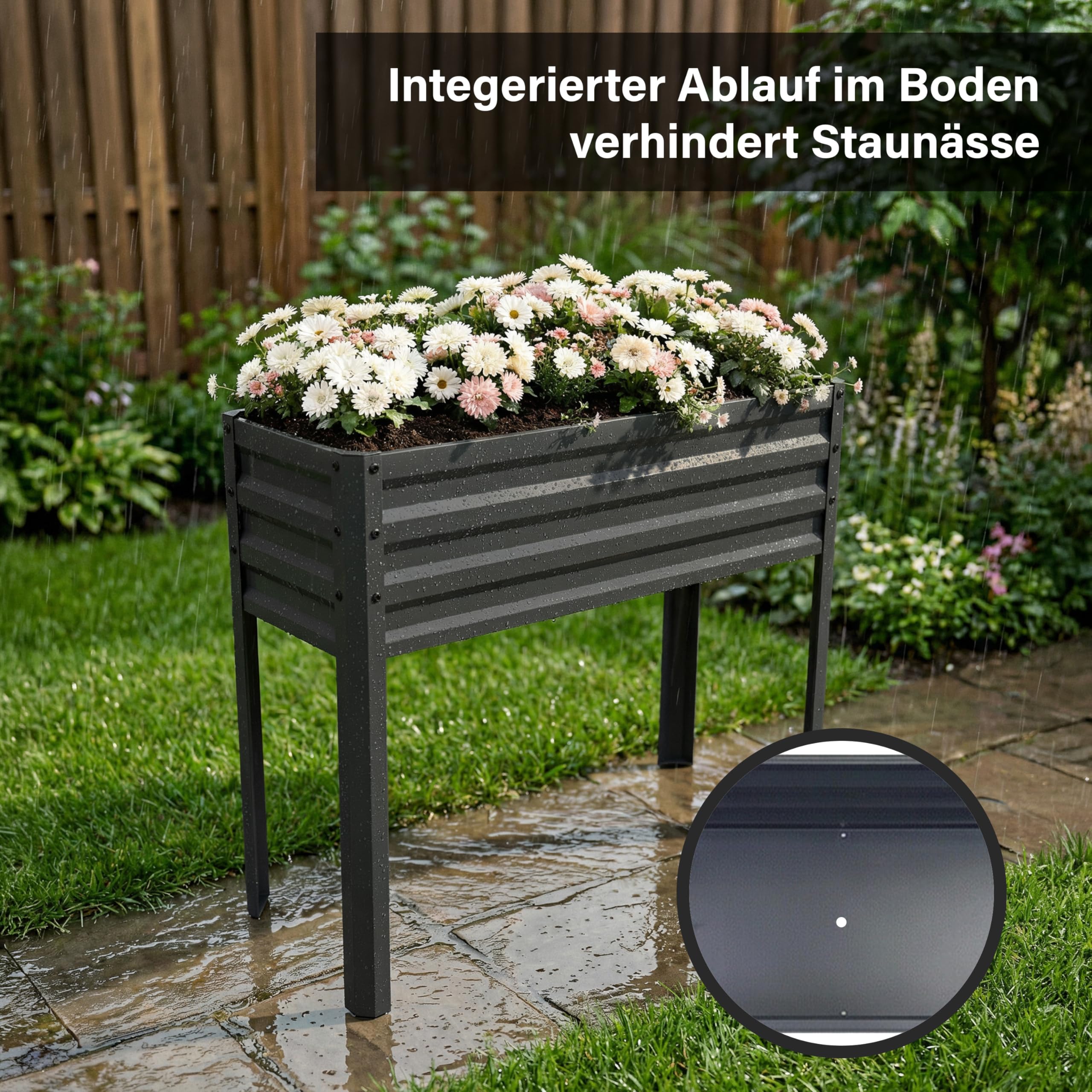 novaterra® gewelltes Hochbeet aus Metall - B 85 x T 31 x H 80 cm - Robustes & Rostbeständiges Gartenbeet für Balkon & Garten | Formschönes Design, UV-beständig, wetterfest